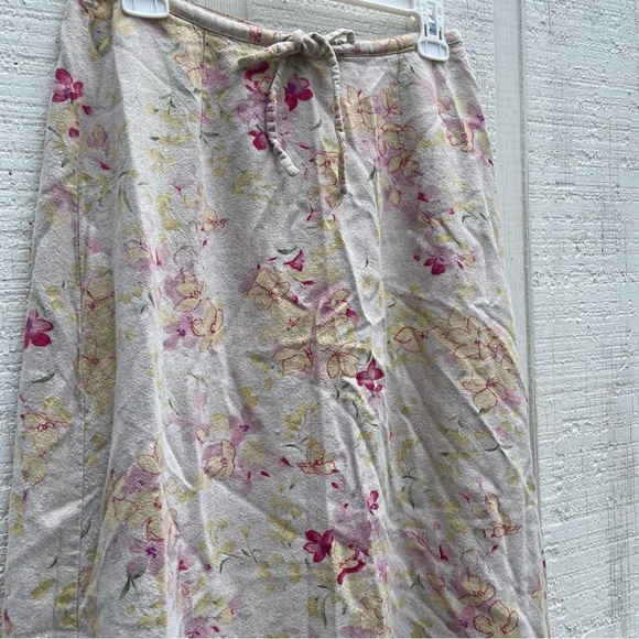 90s Vintage Maxi Womens Liz Claiborne Desert Floral Spring Skirt Linen - Picture 3 of 8